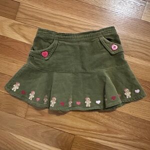 2009 Gymboree Gingerbread Girl Cookie Cutter Girl Green Corduroy Skirt size 2T